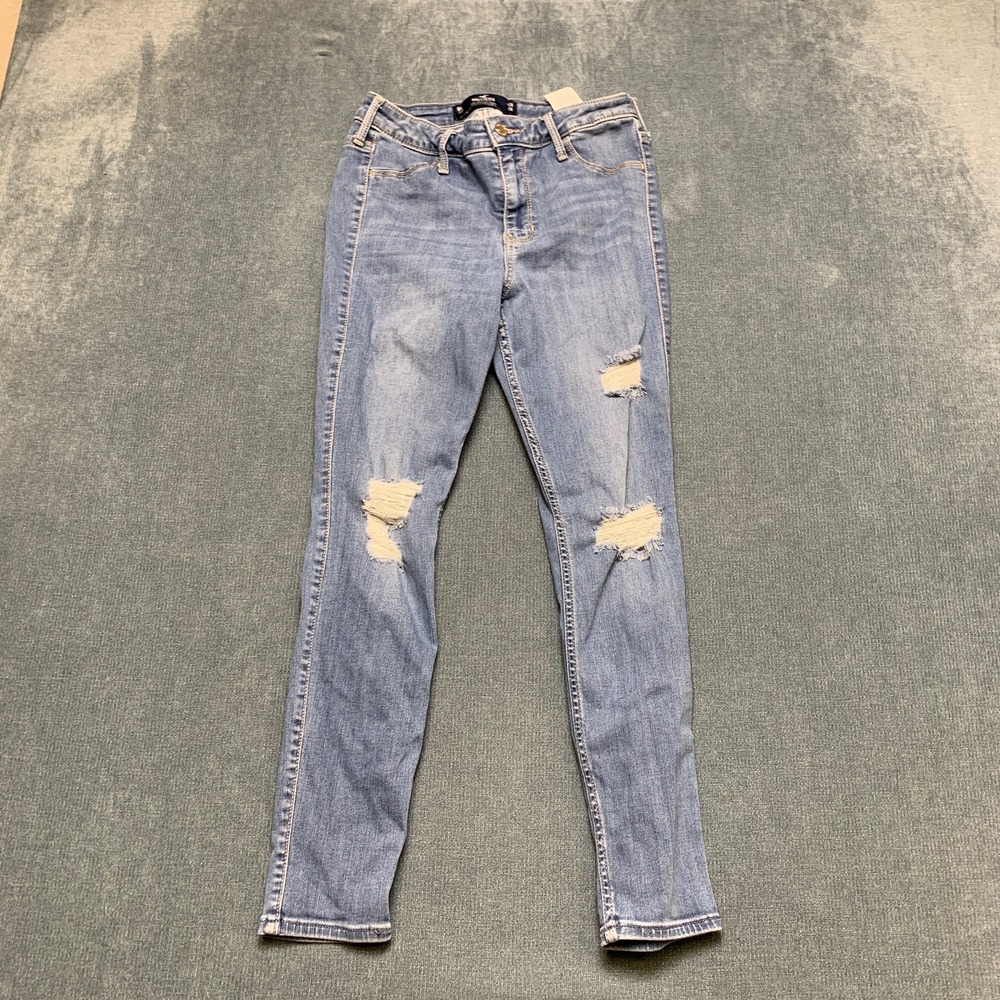 Hollister Jeans Women 9S Blue Denim Stretch Distressed Skinny Leg Everyday Wear